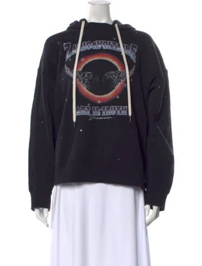 Pre-owned Zadig & Voltaire Graphic Print Crew Neck Sweater In Black/blue