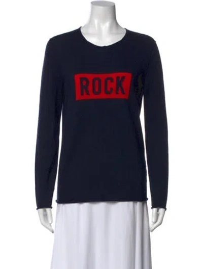 Pre-owned Zadig & Voltaire Graphic Print Crew Neck Sweater In Blue