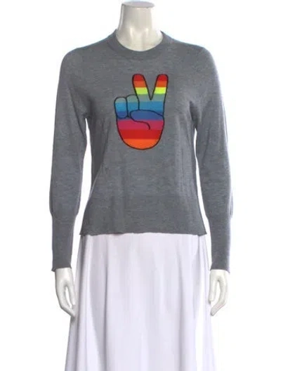 Pre-owned Zadig & Voltaire Graphic Print Crew Neck Sweater In Gray