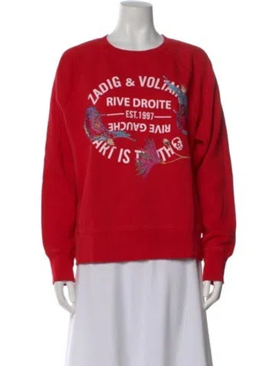 Pre-owned Zadig & Voltaire Graphic Print Crew Neck Sweater In Red