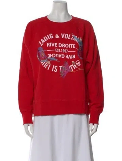 Pre-owned Zadig & Voltaire Graphic Print Crew Neck Sweater In Red