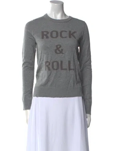 Pre-owned Zadig & Voltaire Graphic Print Crew Neck Sweater W/ Tags In Gray