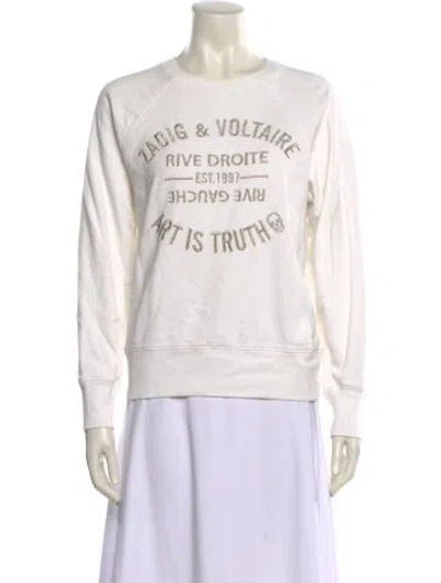 Pre-owned Zadig & Voltaire Graphic Print Crew Neck Sweater In White