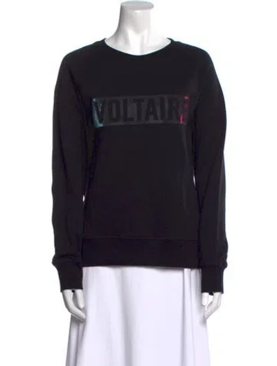 Pre-owned Zadig & Voltaire Graphic Print Crew Neck Sweatshirt In Black
