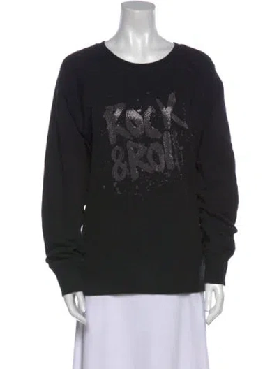 Pre-owned Zadig & Voltaire Graphic Print Crew Neck Sweatshirt In Black