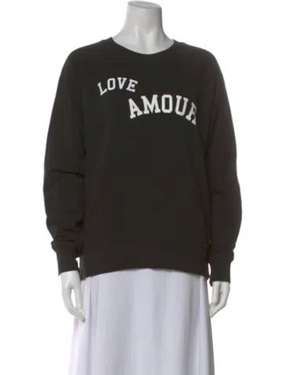 Pre-owned Zadig & Voltaire Graphic Print Crew Neck Sweatshirt In Black