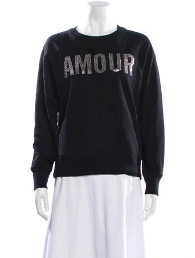 Pre-owned Zadig & Voltaire Graphic Print Crew Neck Sweatshirt In Black