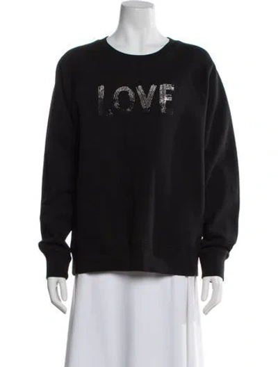 Pre-owned Zadig & Voltaire Graphic Print Crew Neck Sweatshirt In Black