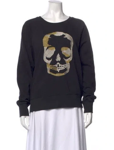 Pre-owned Zadig & Voltaire Graphic Print Crew Neck Sweatshirt In Black