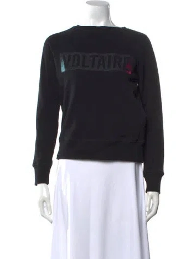 Pre-owned Zadig & Voltaire Graphic Print Crew Neck Sweatshirt In Black