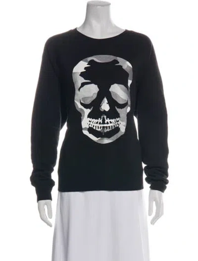 Pre-owned Zadig & Voltaire Graphic Print Crew Neck Sweatshirt In Black