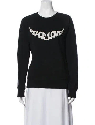 Pre-owned Zadig & Voltaire Graphic Print Crew Neck Sweatshirt In Black