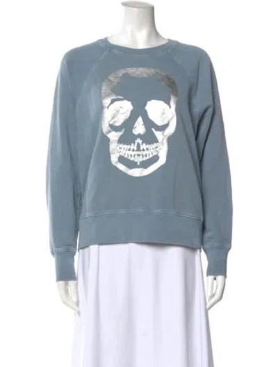 Pre-owned Zadig & Voltaire Graphic Print Crew Neck Sweatshirt In Blue