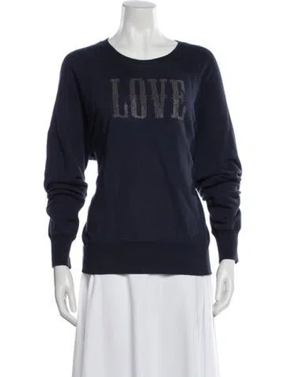 Pre-owned Zadig & Voltaire Graphic Print Crew Neck Sweatshirt In Blue