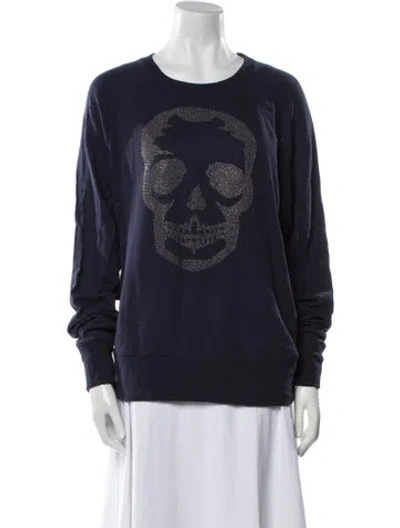 Pre-owned Zadig & Voltaire Graphic Print Crew Neck Sweatshirt In Blue