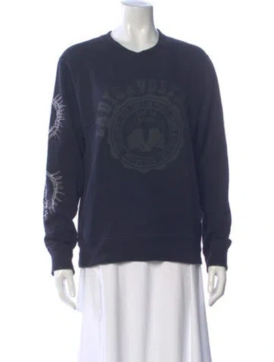 Pre-owned Zadig & Voltaire Graphic Print Crew Neck Sweatshirt In Blue