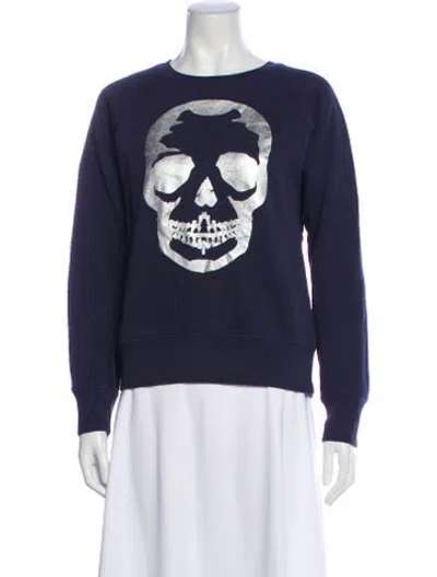 Pre-owned Zadig & Voltaire Graphic Print Crew Neck Sweatshirt In Blue