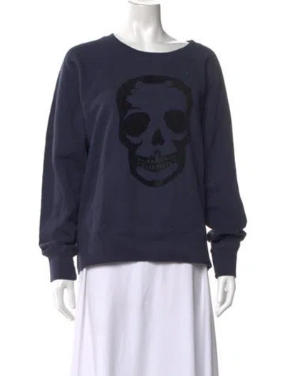 Pre-owned Zadig & Voltaire Graphic Print Crew Neck Sweatshirt In Blue
