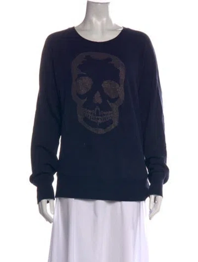 Pre-owned Zadig & Voltaire Graphic Print Crew Neck Sweatshirt In Blue