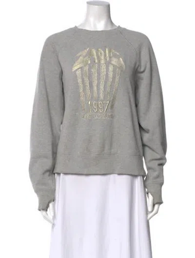 Pre-owned Zadig & Voltaire Graphic Print Crew Neck Sweatshirt In Gray