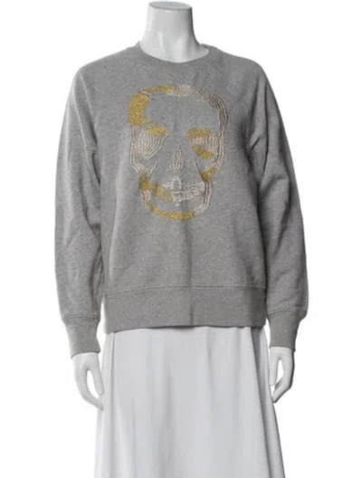 Pre-owned Zadig & Voltaire Graphic Print Crew Neck Sweatshirt In Gray