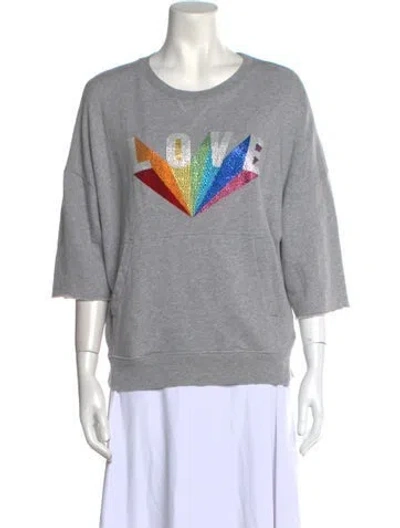 Pre-owned Zadig & Voltaire Graphic Print Crew Neck Sweatshirt In Gray