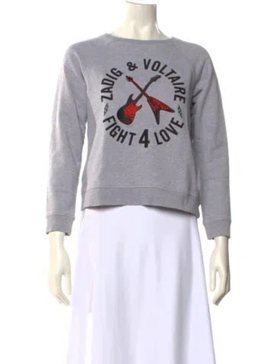 Pre-owned Zadig & Voltaire Graphic Print Crew Neck Sweatshirt In Gray