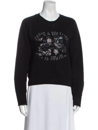 Pre-owned Zadig & Voltaire Graphic Print Crew Neck Sweatshirt In Gray
