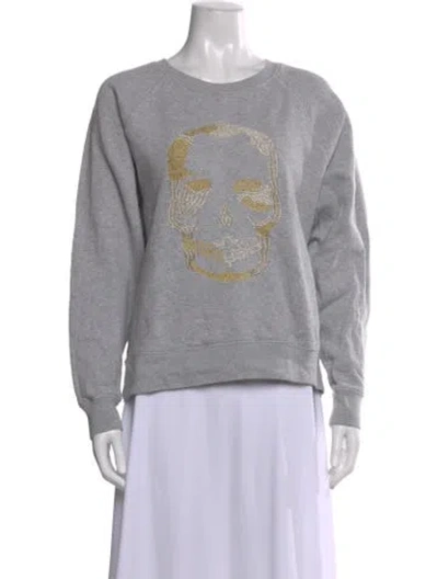 Pre-owned Zadig & Voltaire Graphic Print Crew Neck Sweatshirt In Gray