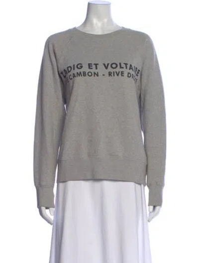 Pre-owned Zadig & Voltaire Graphic Print Crew Neck Sweatshirt In Gray