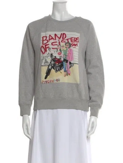 Pre-owned Zadig & Voltaire Graphic Print Crew Neck Sweatshirt In Gray