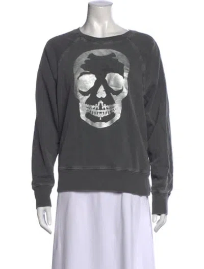 Pre-owned Zadig & Voltaire Graphic Print Crew Neck Sweatshirt In Gray
