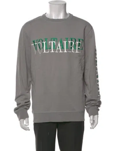 Pre-owned Zadig & Voltaire Graphic Print Crew Neck Sweatshirt In Gray