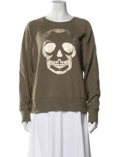 Pre-owned Zadig & Voltaire Graphic Print Crew Neck Sweatshirt In Green
