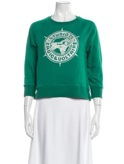 Pre-owned Zadig & Voltaire Graphic Print Crew Neck Sweatshirt In Green
