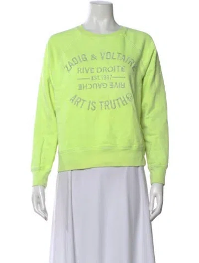 Pre-owned Zadig & Voltaire Graphic Print Crew Neck Sweatshirt In Green