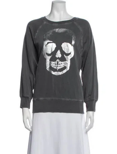 Pre-owned Zadig & Voltaire Graphic Print Crew Neck Sweatshirt In Grey