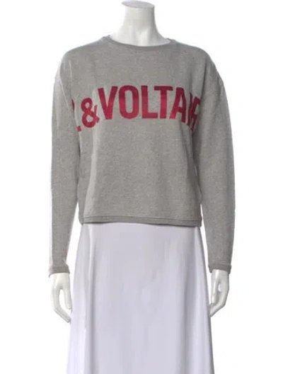 Pre-owned Zadig & Voltaire Graphic Print Crew Neck Sweatshirt In Grey