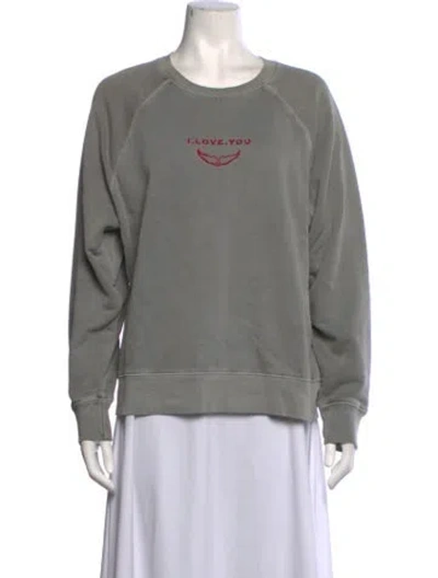 Pre-owned Zadig & Voltaire Graphic Print Crew Neck Sweatshirt In Grey