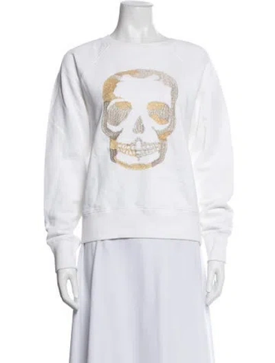 Pre-owned Zadig & Voltaire Graphic Print Crew Neck Sweatshirt In Metallic/white