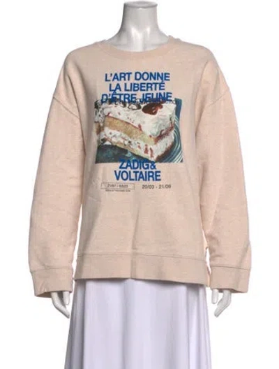 Pre-owned Zadig & Voltaire Graphic Print Crew Neck Sweatshirt In Neutrals