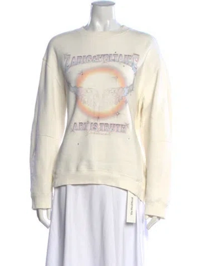 Pre-owned Zadig & Voltaire Graphic Print Crew Neck Sweatshirt In Neutrals