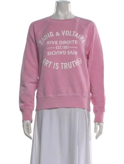 Pre-owned Zadig & Voltaire Graphic Print Crew Neck Sweatshirt In Pink