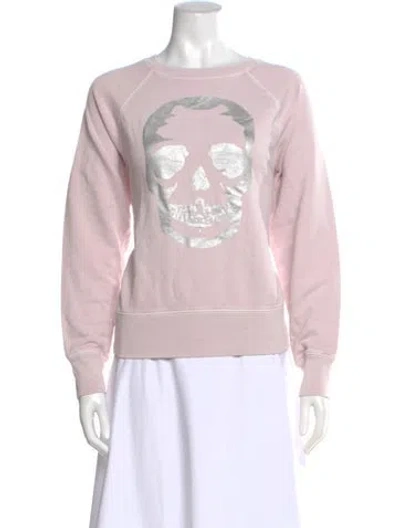 Pre-owned Zadig & Voltaire Graphic Print Crew Neck Sweatshirt In Pink