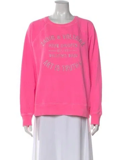 Pre-owned Zadig & Voltaire Graphic Print Crew Neck Sweatshirt In Pink