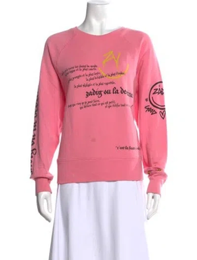 Pre-owned Zadig & Voltaire Graphic Print Crew Neck Sweatshirt In Pink