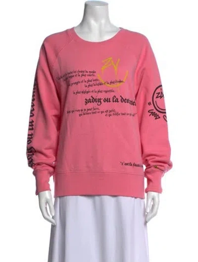 Pre-owned Zadig & Voltaire Graphic Print Crew Neck Sweatshirt In Pink