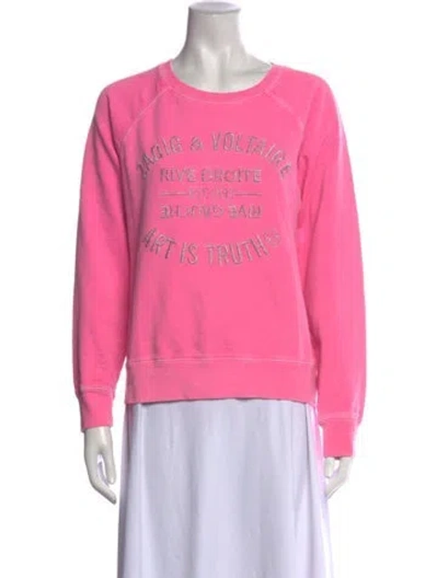 Pre-owned Zadig & Voltaire Graphic Print Crew Neck Sweatshirt In Pink
