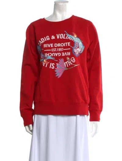Pre-owned Zadig & Voltaire Graphic Print Crew Neck Sweatshirt In Red