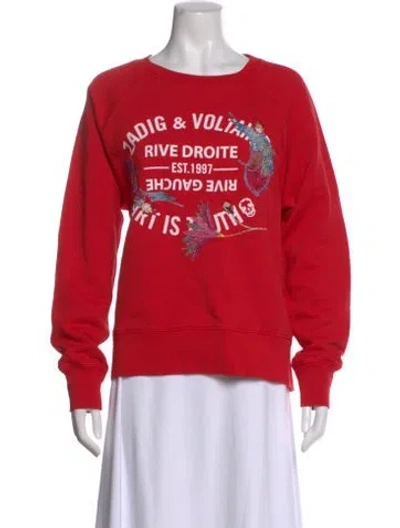 Pre-owned Zadig & Voltaire Graphic Print Crew Neck Sweatshirt In Red
